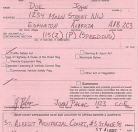 Sending a traffic ticket for review